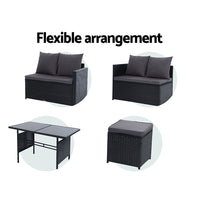 Thumbnail for Gardeon Outdoor Dining Set Sofa Lounge Setting Chairs Table Ottoman Black Cover - Bring To Door 