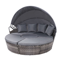 Thumbnail for Gardeon Sun Lounge Setting Wicker Lounger Day Bed Patio Outdoor Furniture Grey - Bring To Door 