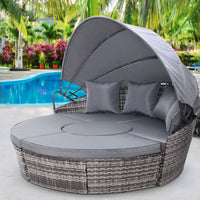 Thumbnail for Gardeon Sun Lounge Setting Wicker Lounger Day Bed Patio Outdoor Furniture Grey - Bring To Door 