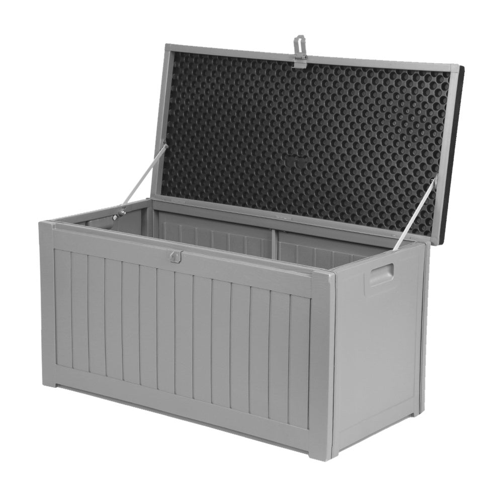 Gardeon Outdoor Storage Box 190L Container Lockable Garden Bench Tool Shed Black - Bring To Door 