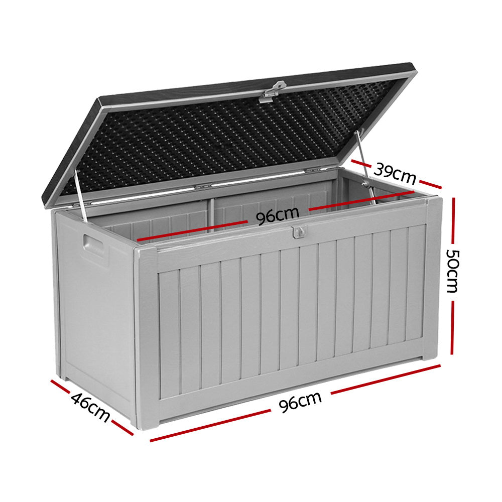 Gardeon Outdoor Storage Box 190L Container Lockable Garden Bench Tool Shed Black - Bring To Door 