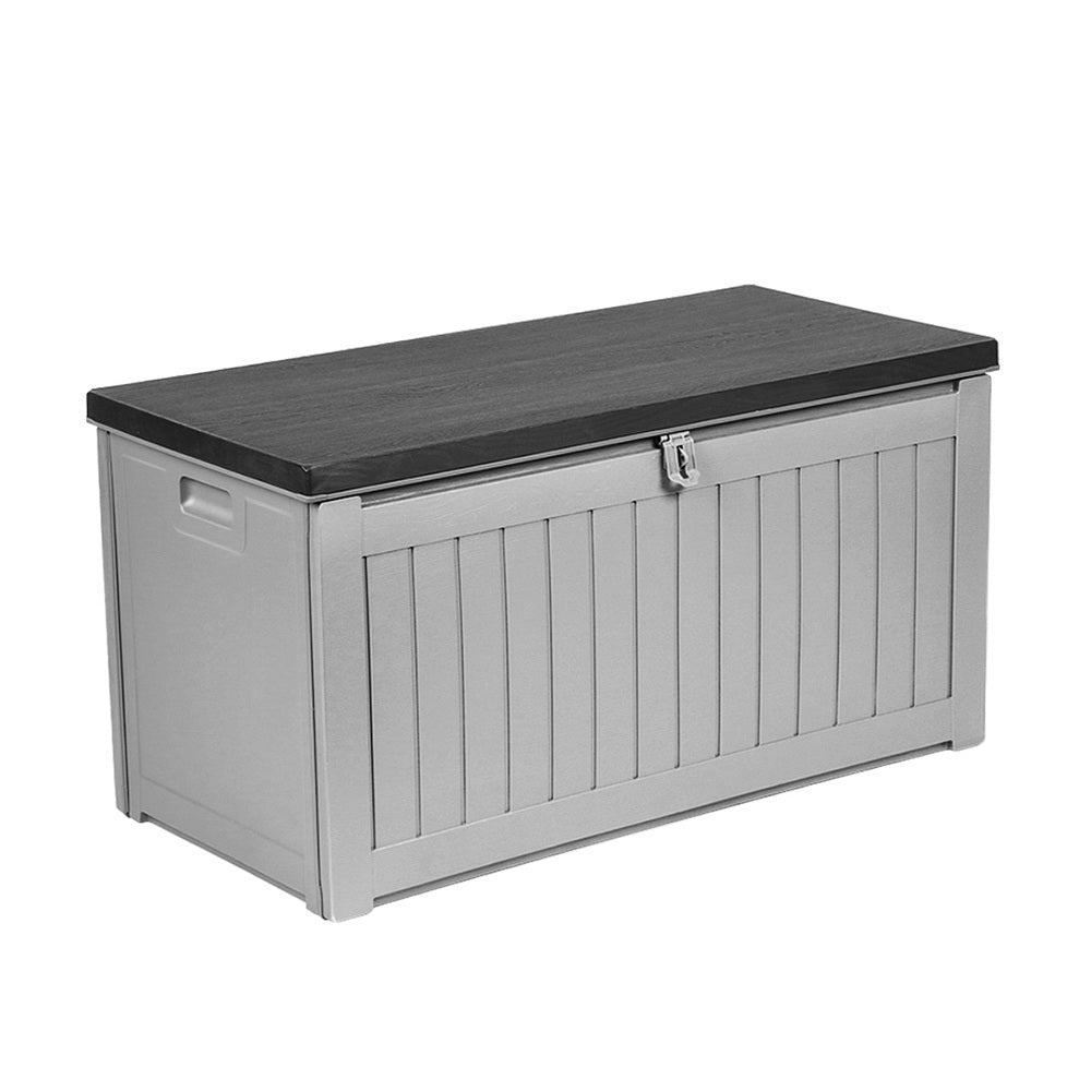 Gardeon Outdoor Storage Box 190L Container Lockable Garden Bench Tool Shed Black - Bring To Door 