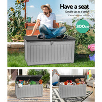 Thumbnail for Gardeon Outdoor Storage Box 190L Container Lockable Garden Bench Tool Shed Black - Bring To Door 