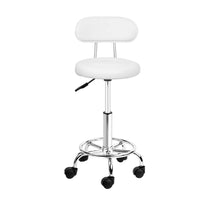 Thumbnail for Artiss 2x Salon Stool Swivel Chair Backrest White