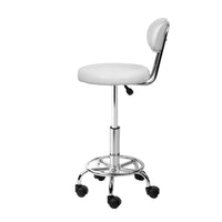 Thumbnail for Artiss 2x Salon Stool Swivel Chair Backrest White