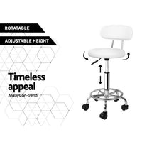 Thumbnail for Artiss 2x Salon Stool Swivel Chair Backrest White