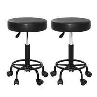 Thumbnail for Artiss 2x Salon Stool Round Swivel Chair