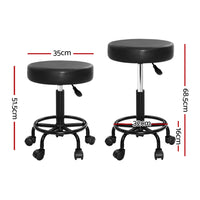 Thumbnail for Artiss 2x Salon Stool Round Swivel Chair