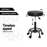 Thumbnail for Artiss 2x Salon Stool Round Swivel Chair