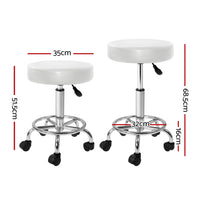 Thumbnail for Artiss Salon Stool Round Swivel Chair White