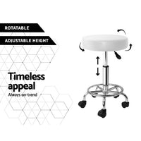 Thumbnail for Artiss Salon Stool Round Swivel Chair White