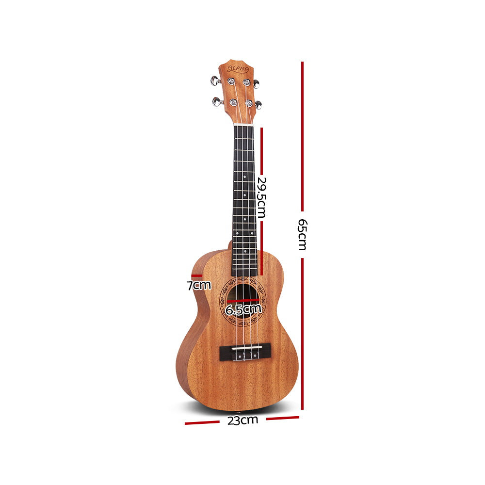 Alpha 26" Ukulele Natural Mahogany Tenor Beginner Gift w/ Carry Bag