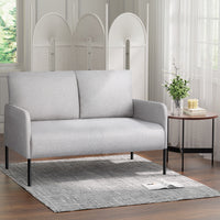 Thumbnail for Artiss Armchair 2-Seater Sofa Accent Chair Loveseat Grey Linen Fabric Metal Leg