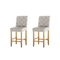 Thumbnail for Artiss 2x Bar Stools Linen Upholstered Chairs