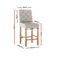 Thumbnail for Artiss 2x Bar Stools Linen Upholstered Chairs