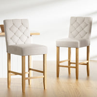 Thumbnail for Artiss 2x Bar Stools Linen Upholstered Chairs