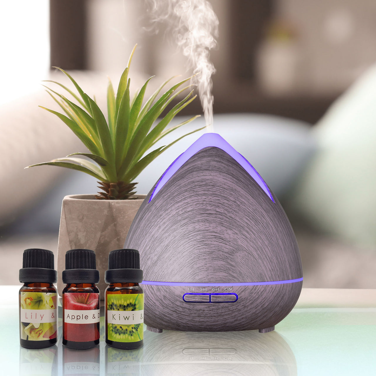 Essential Oils Ultrasonic Aromatherapy Diffuser Air Humidifier Purify 400ML - Violet - Bring To Door 