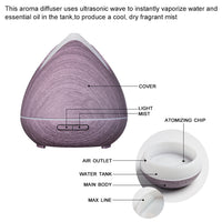 Thumbnail for Essential Oils Ultrasonic Aromatherapy Diffuser Air Humidifier Purify 400ML - Violet - Bring To Door 