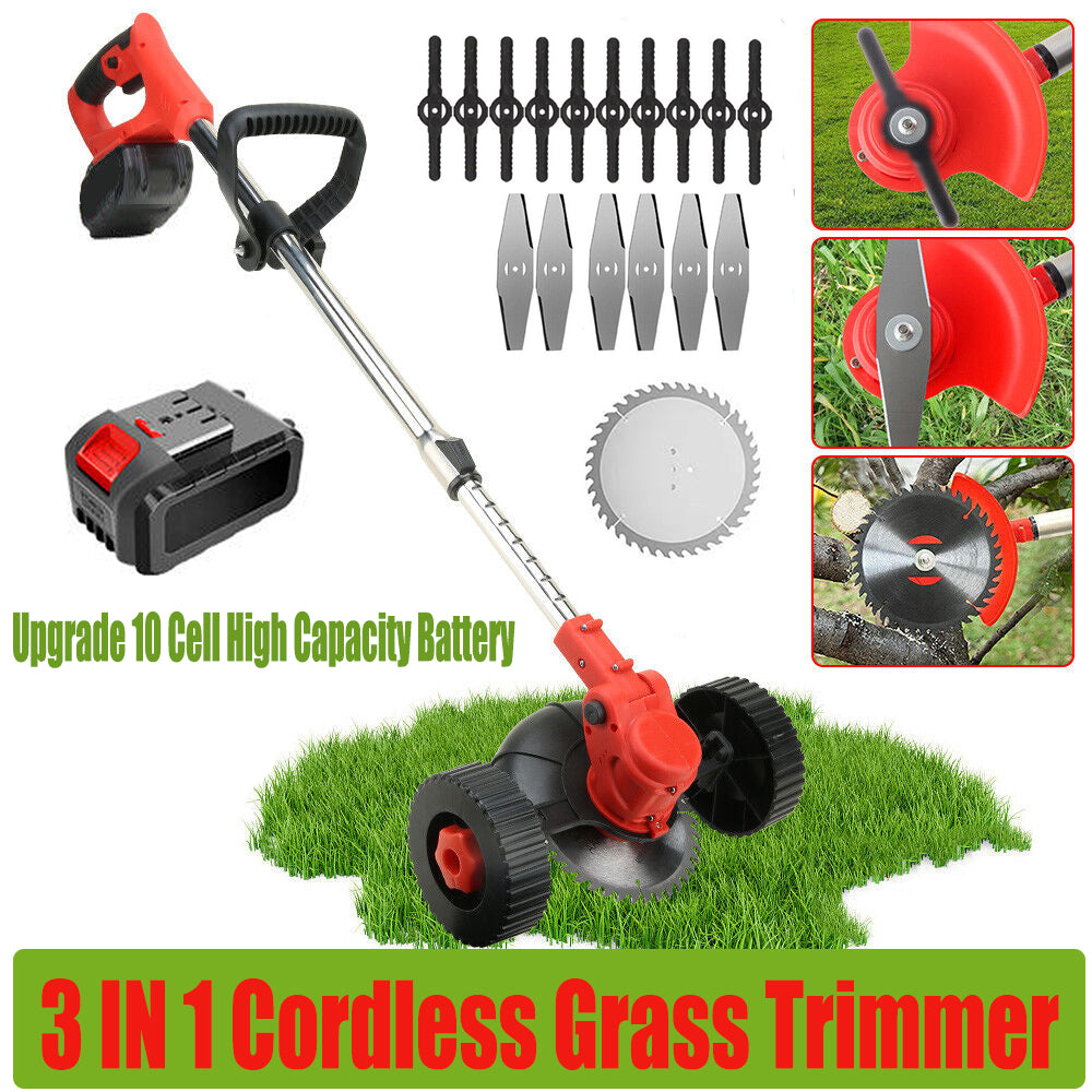 3in1 Cordless Grass Trimmer Grass Lawn Brush Cutter Whipper Snipper with 2 Battery - Bring To Door 