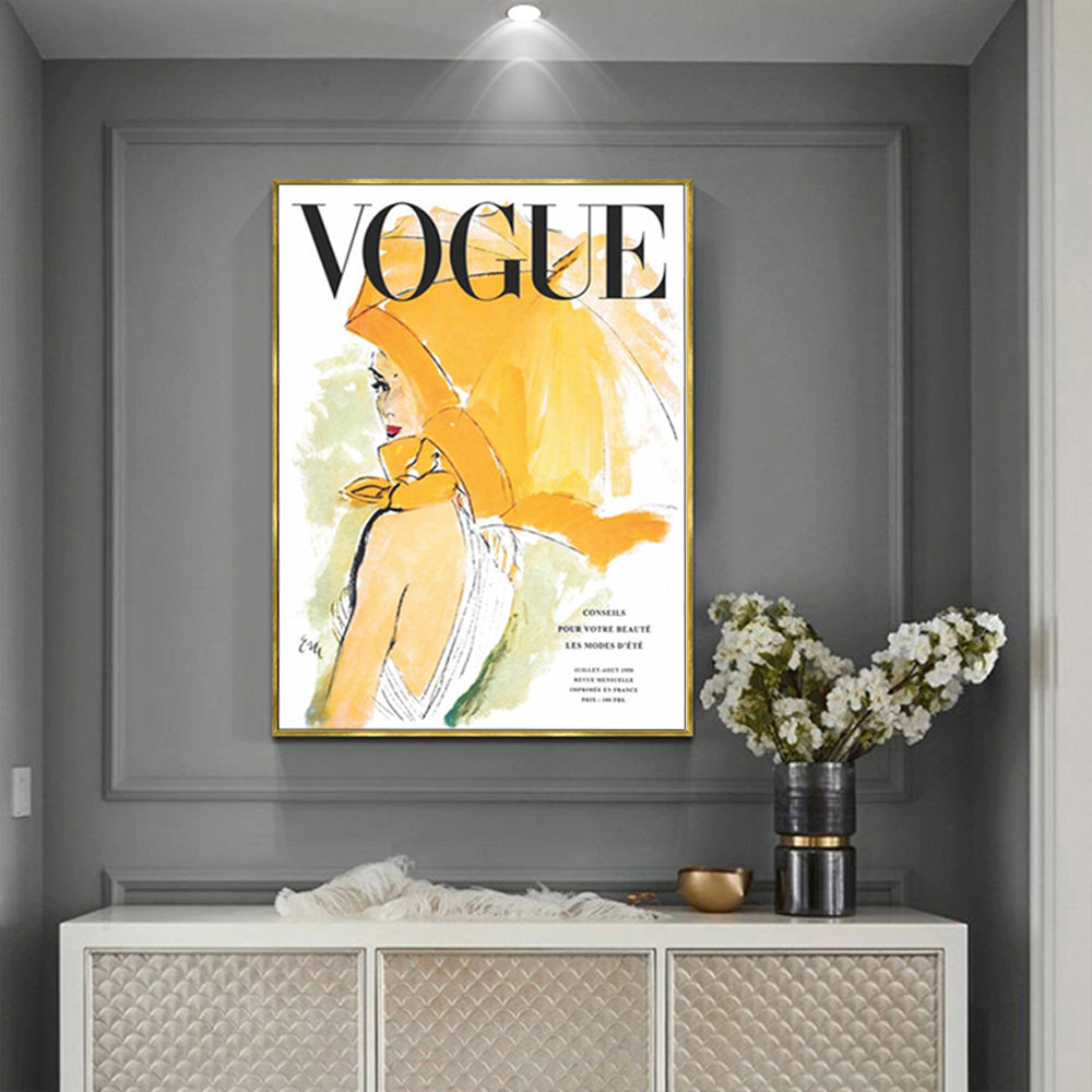 Wall Art 40cmx60cm Vogue Girl Gold Frame Canvas - Bring To Door - ABN 67 415 976 619