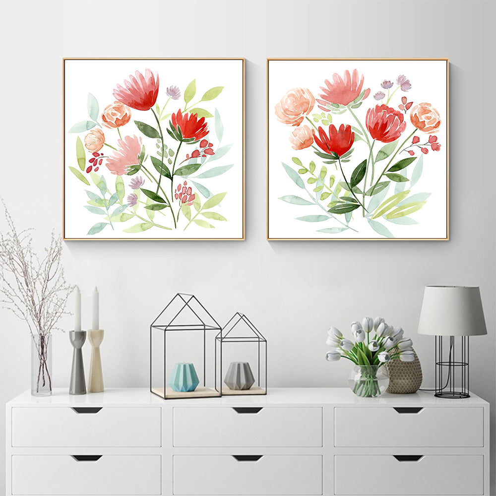 Wall Art 40cmx40cm Florals 2 Sets Gold Frame Canvas - Bring To Door - ABN 67 415 976 619