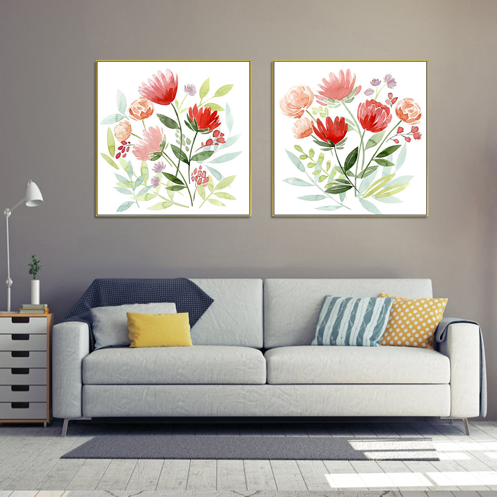 Wall Art 40cmx40cm Florals 2 Sets Gold Frame Canvas - Bring To Door - ABN 67 415 976 619