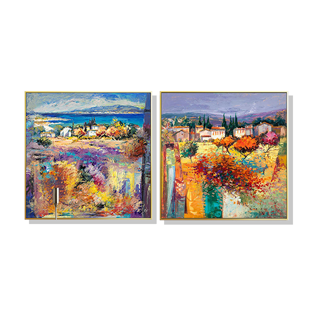 Wall Art 40cmx40cm Estate Italiana 2 Sets Gold Frame Canvas - Bring To Door - ABN 67 415 976 619