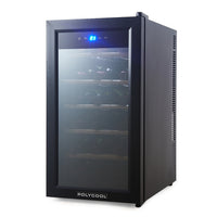 Thumbnail for POLYCOOL 47L 18 Bottle Wine Bar Fridge Countertop Cooler Compressor Mirrored Glass Door, Black - Bring To Door 