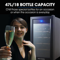 Thumbnail for POLYCOOL 47L 18 Bottle Wine Bar Fridge Countertop Cooler Compressor Mirrored Glass Door, Black - Bring To Door 