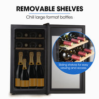 Thumbnail for POLYCOOL 47L 18 Bottle Wine Bar Fridge Countertop Cooler Compressor Mirrored Glass Door, Black - Bring To Door 