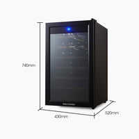 Thumbnail for POLYCOOL 72L 28 Bottle Wine Bar Fridge Countertop Cooler Compressor Mirrored Glass Door, Black - Bring To Door 