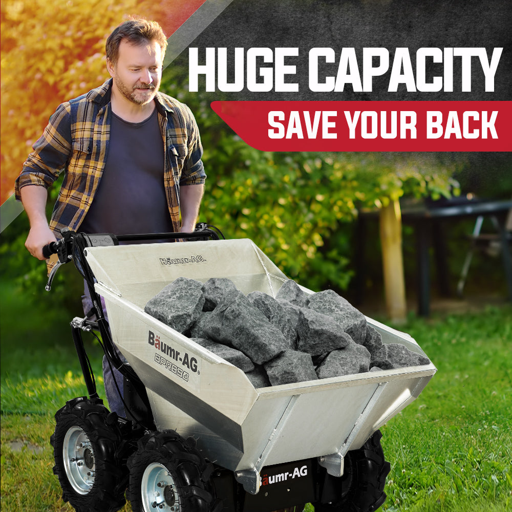 BAUMR-AG Mini Dumper Power Wheel Barrow Tracked Motorised Petrol Powered Wheelbarrow - Bring To Door 