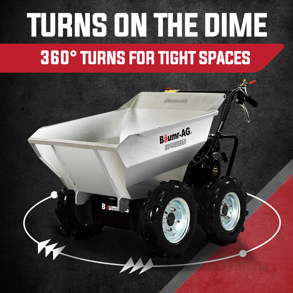 BAUMR-AG Mini Dumper Power Wheel Barrow Tracked Motorised Petrol Powered Wheelbarrow - Bring To Door 