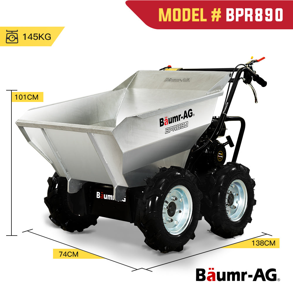 BAUMR-AG Mini Dumper Power Wheel Barrow Tracked Motorised Petrol Powered Wheelbarrow - Bring To Door 