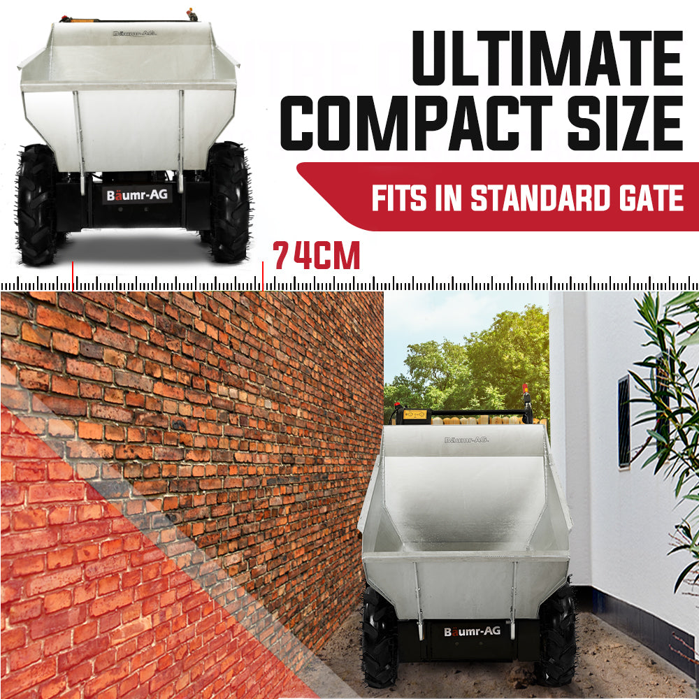 BAUMR-AG Mini Dumper Power Wheel Barrow Tracked Motorised Petrol Powered Wheelbarrow - Bring To Door 