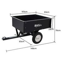 Thumbnail for PLANTCRAFT 270kg Capacity Metal Dump Cart Garden Lawn Yard Farm Trolley, Tow Behind Ride on Mower - Bring To Door 