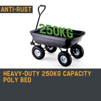 Thumbnail for PLANTCRAFT 250kg Poly Pull Dump Cart Garden Hand Trailer Wagon Lawn Wheelbarrow - Bring To Door 