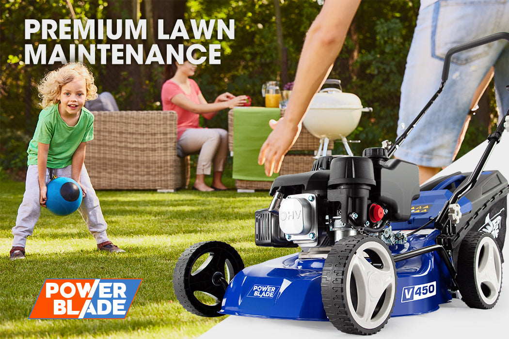 POWERBLADE Lawn Mower 139CC 17 - Petrol Powered Push Lawnmower 4 Stroke Engine - Bring To Door 