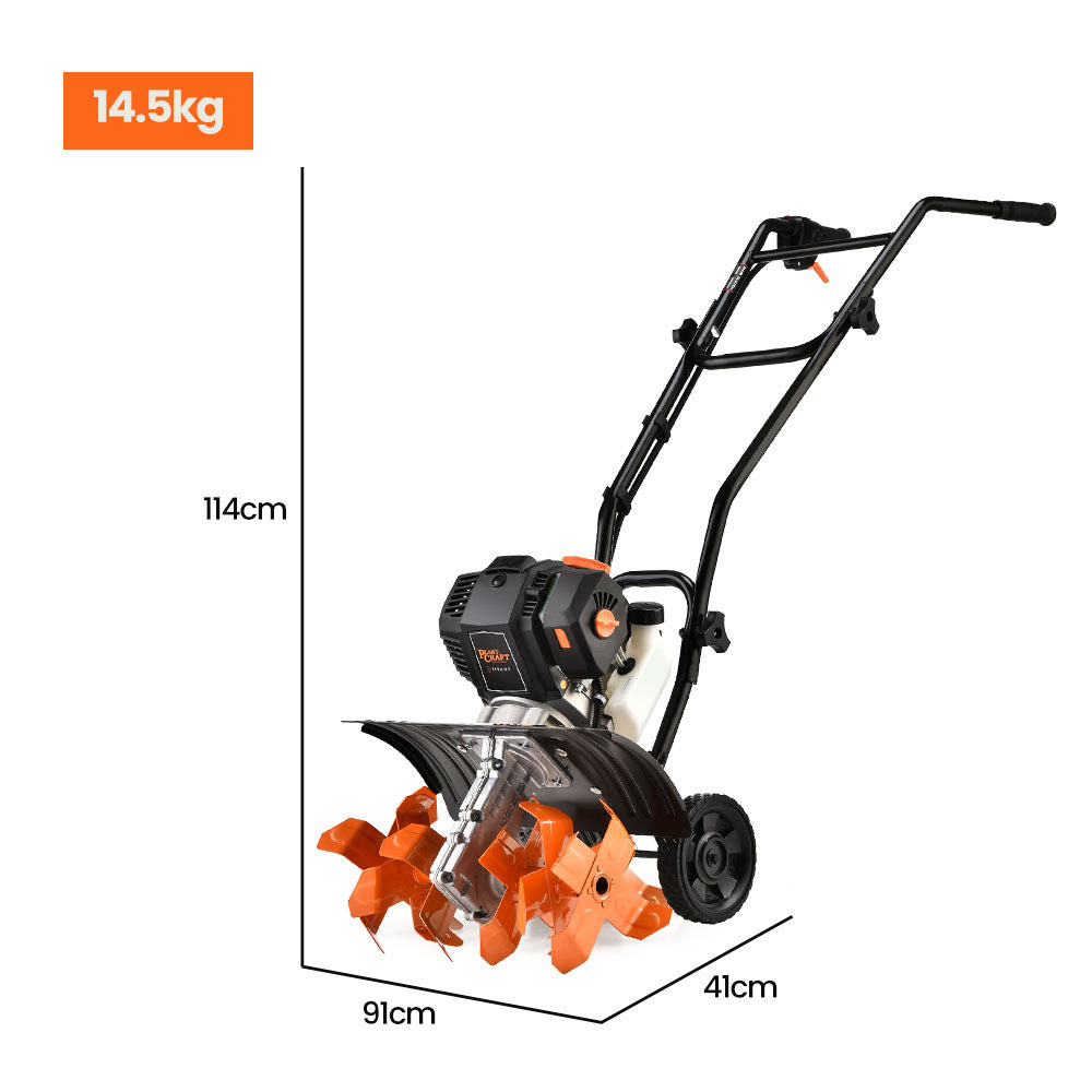 PLANTCRAFT 46CC Garden Cultivator Tiller Handheld 15" Inch Petrol 4-Stroke Titan 9 - Bring To Door 