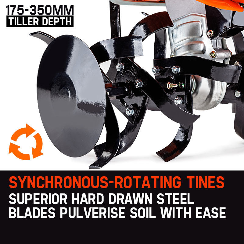 PLANTCRAFT 7.0HP Cultivator Tiller Plough Self-Propelled Rotary Rototiller - Bring To Door 