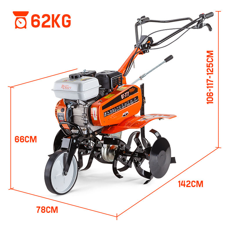 PLANTCRAFT 7.0HP Cultivator Tiller Plough Self-Propelled Rotary Rototiller - Bring To Door 