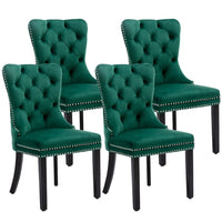 Thumbnail for 4x Velvet Dining Chairs- Green