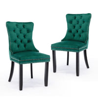 Thumbnail for 4x Velvet Dining Chairs- Green