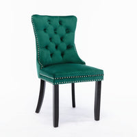 Thumbnail for 4x Velvet Dining Chairs- Green