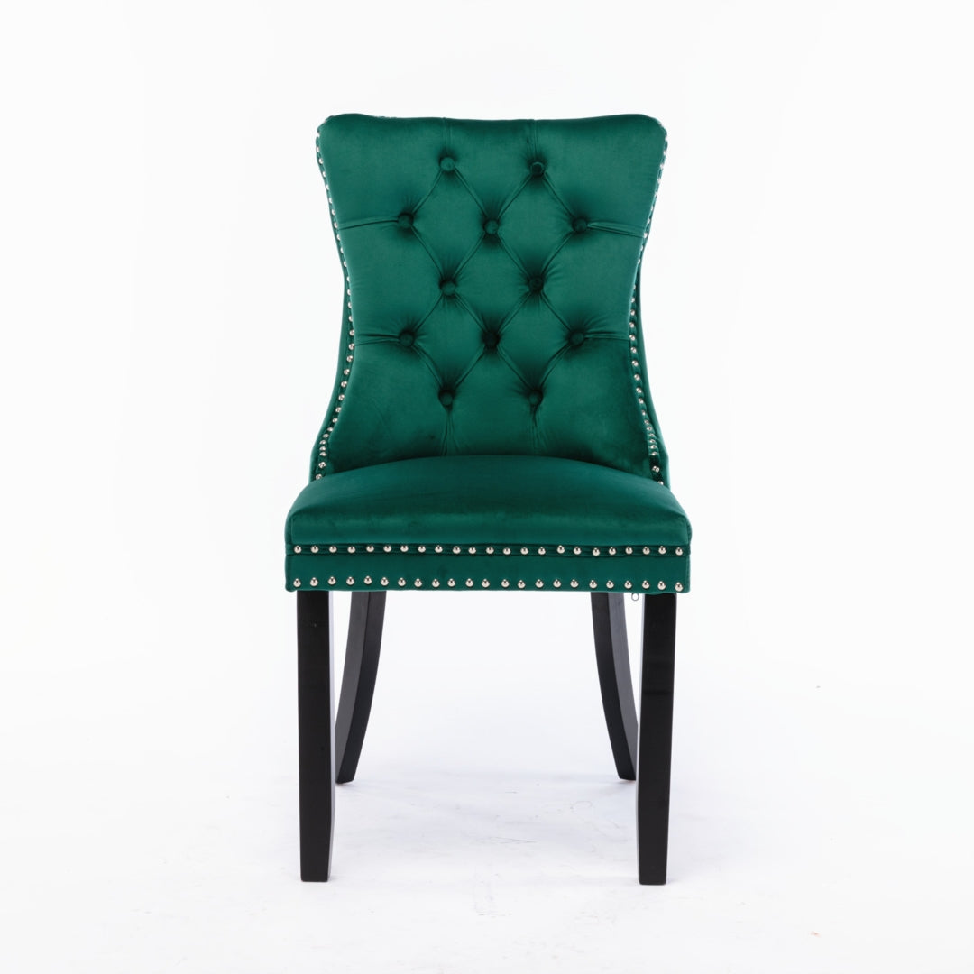 4x Velvet Dining Chairs- Green