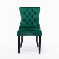 Thumbnail for 4x Velvet Dining Chairs- Green