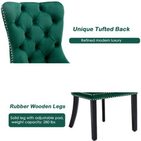 Thumbnail for 4x Velvet Dining Chairs- Green