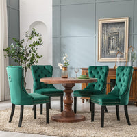 Thumbnail for 4x Velvet Dining Chairs- Green