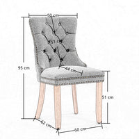 Thumbnail for 4x AADEN Modern Elegant Button-Tufted Upholstered Fabric with Studs Trim and Wooden legs Dining Side Chair-Beige