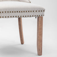 Thumbnail for AADEN Modern Elegant Button-Tufted Upholstered Fabric with Studs Trim and Wooden legs Dining Side Chair-Beige